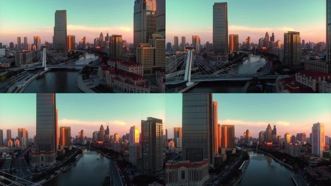 天津城市宣传片海河赤峰桥地标建筑航拍