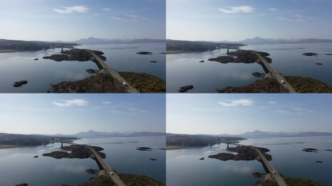 无人机视图的天空桥在天空岛-苏格兰