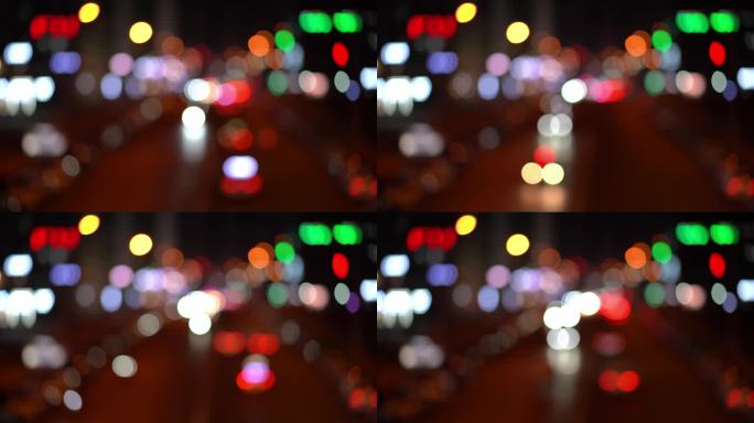 4K城市车流大光圈光斑景深虚焦空镜