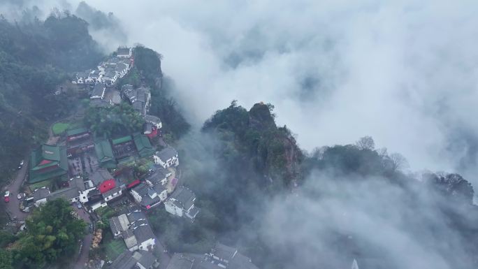 黄山齐云山云雾航拍三月