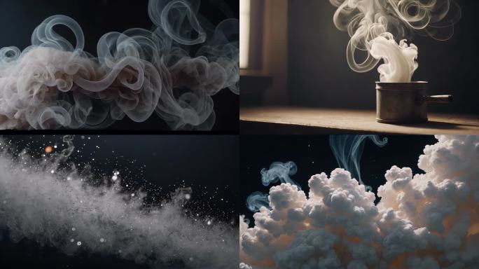 烟雾与粒子碰撞元素特效写意
