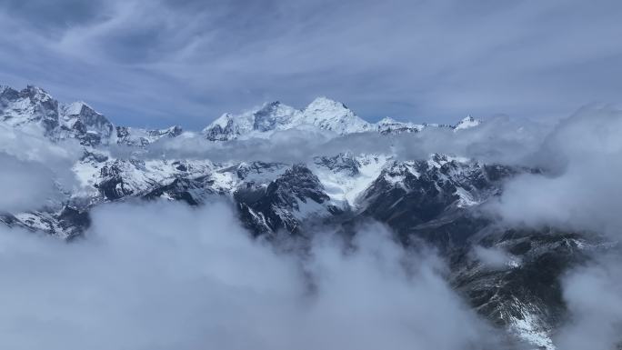 西藏日喀则珠峰东坡嘎玛沟喜马拉雅山脉航拍