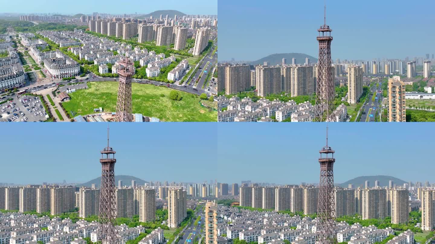 杭州郊区临平区小埃菲尔铁塔巴黎铁塔航拍城