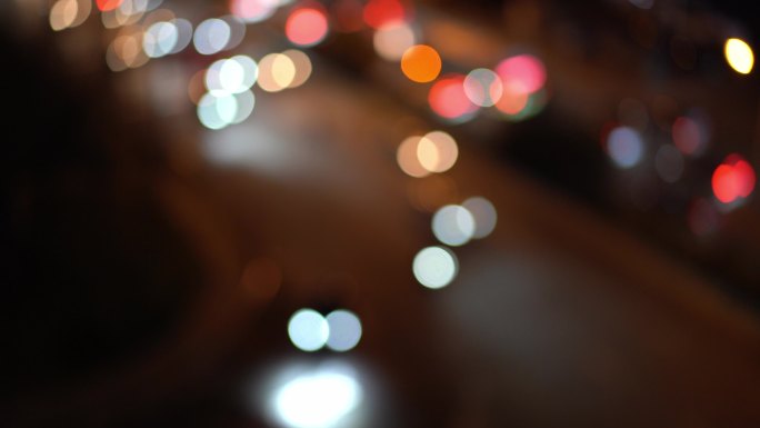 4K城市车流大光圈光斑景深虚焦空镜