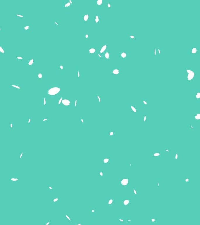 白色剪影樱花暴风雪的循环视频，花瓣从上到下落下(绿色)[垂直视频]