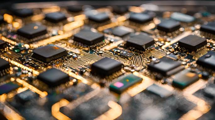 微芯片芯片处理器内部结构闪闪发光