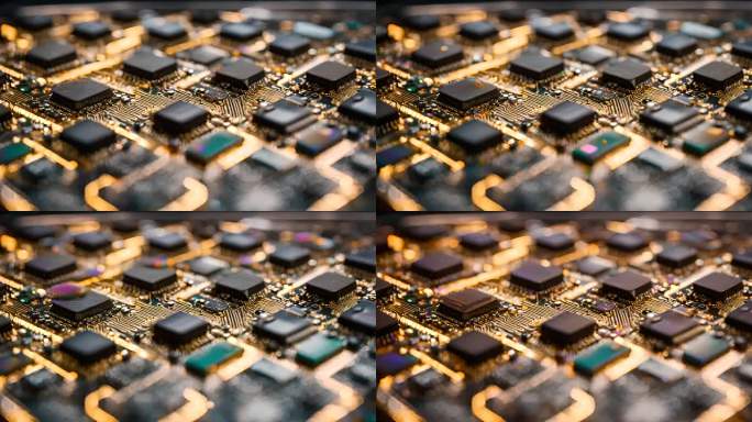 微芯片芯片处理器内部结构闪闪发光