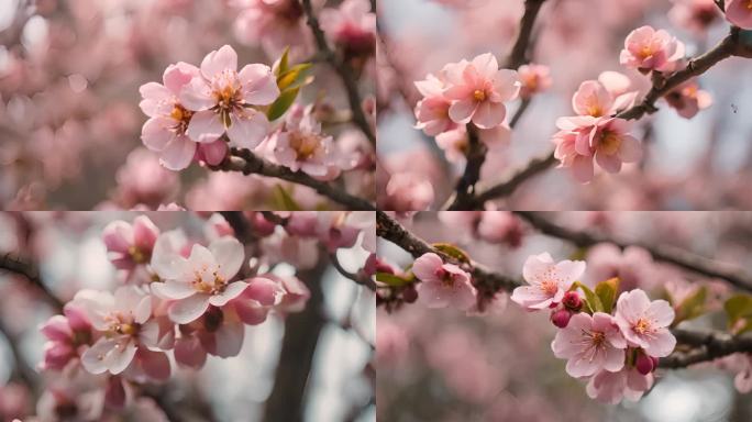 春季桃花粉色视频素材合集