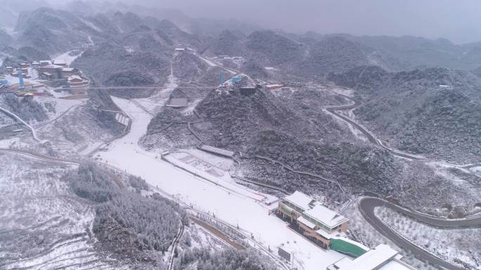 梅花山滑雪场冬季航拍