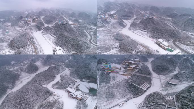 梅花山滑雪场冬季航拍