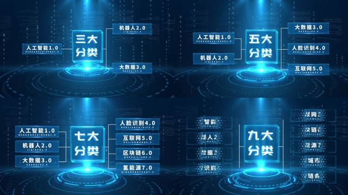 4K高科技感分类平台架构蓝色2-10合集