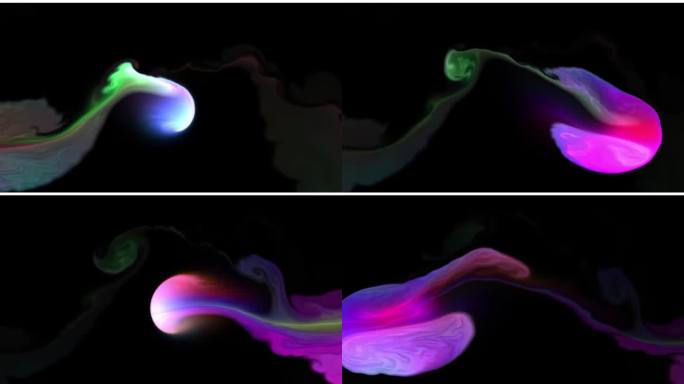 彩虹色墨水在水中的动态视频。动画。