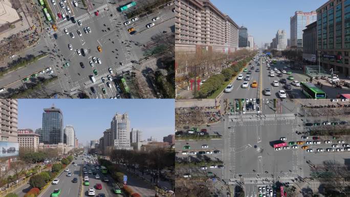 城市交通十字路口4K航拍