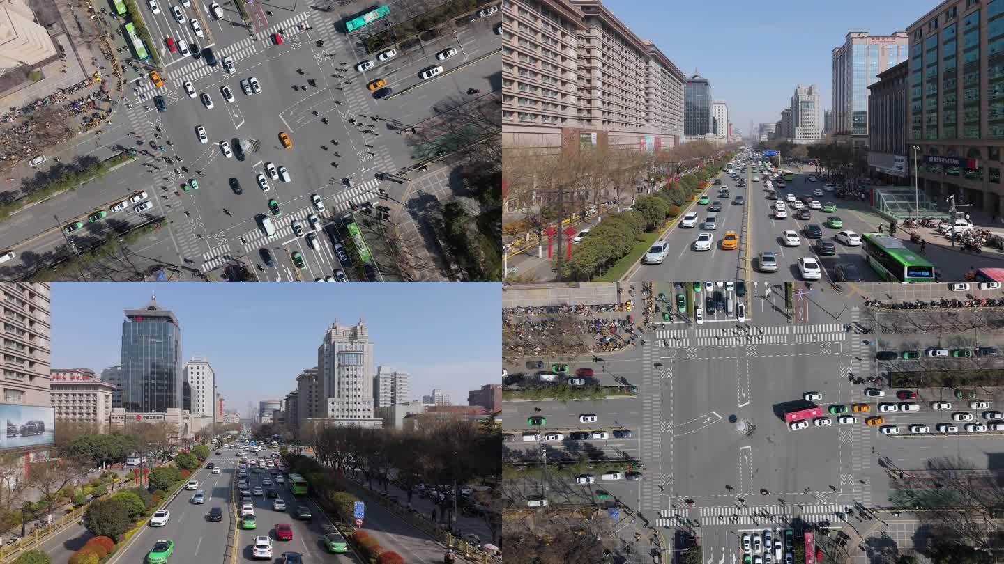 城市交通十字路口4K航拍