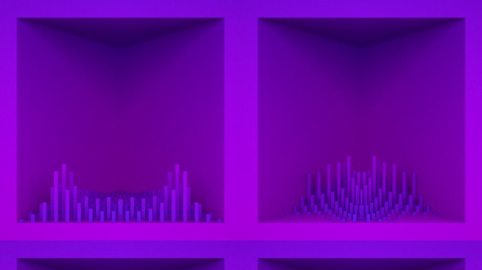 【裸眼3D】迷幻炫紫条形方形概念折角空间