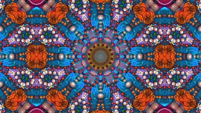宝石色调的紫色和蓝色复杂的曼陀罗与马赛克般的外观。