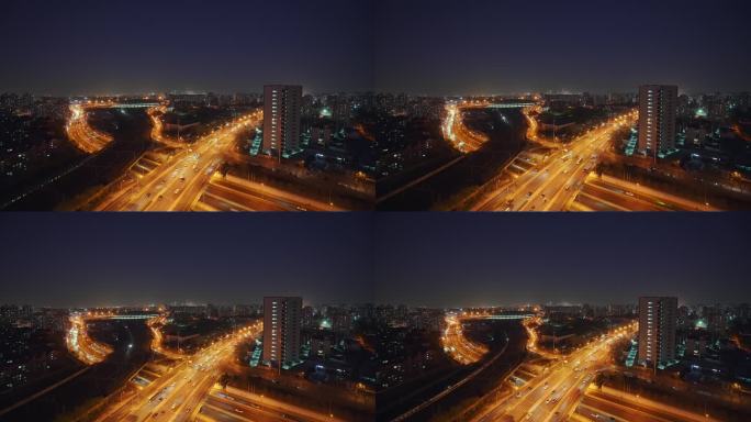 车水马龙三环路与北京南站夜景