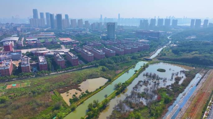 江西南昌航空大学前湖校区校园航拍风景风光