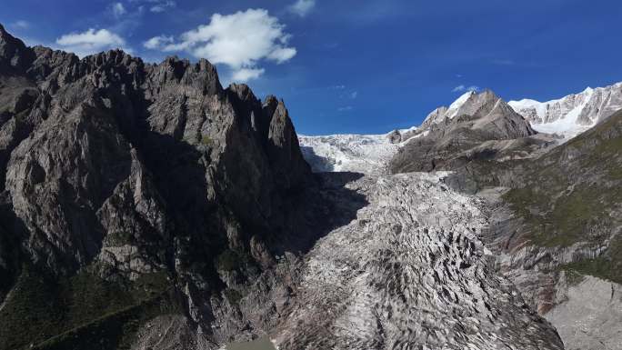 西藏那曲地区布加雪山冰川冰湖高空航拍