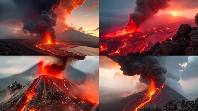 末日活火山爆发喷发自然灾害素材原创动画