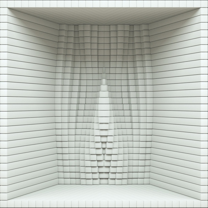 【裸眼3D】白色几何方块矩阵投影律动空间
