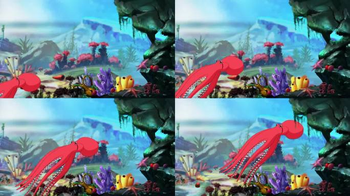 章鱼水下游泳高清动画