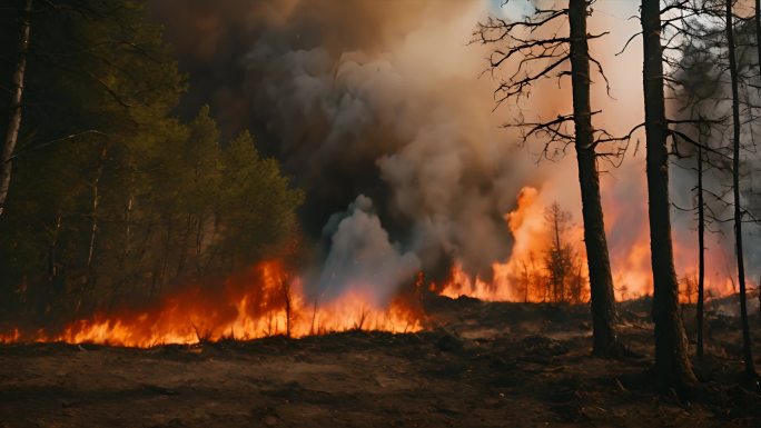森林火灾防火火焰燃烧森林大火视频素材