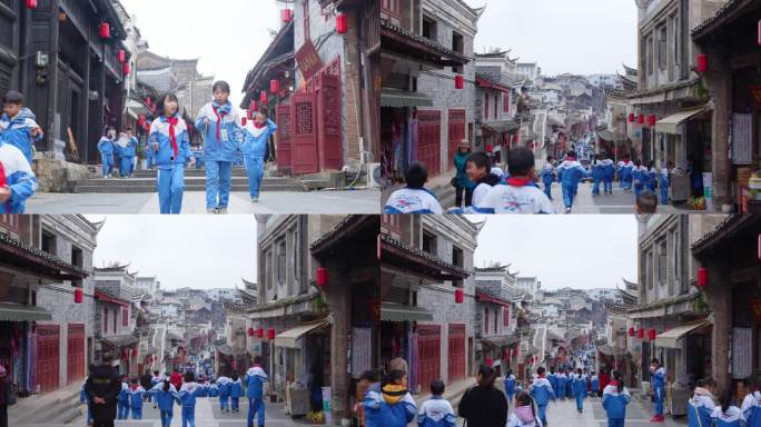 古城小学生放学路上