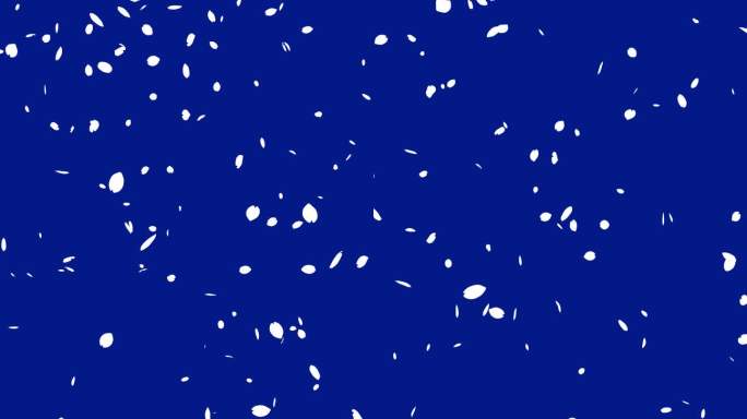 白色剪影樱花暴风雪的循环视频，花瓣从上到下落下(蓝色)[垂直视频]