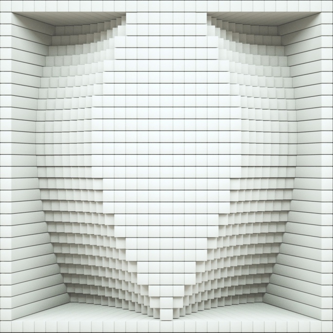 【裸眼3D】白色几何方块矩阵投影裸眼空间