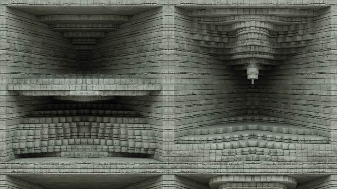 【裸眼3D】工业建筑水泥质感方块矩阵空间