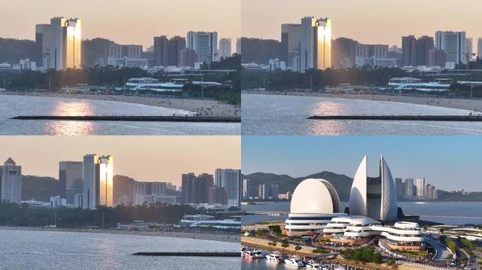 航拍广东珠海沿海城市风景