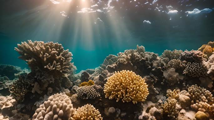 海洋海底活珊瑚礁上