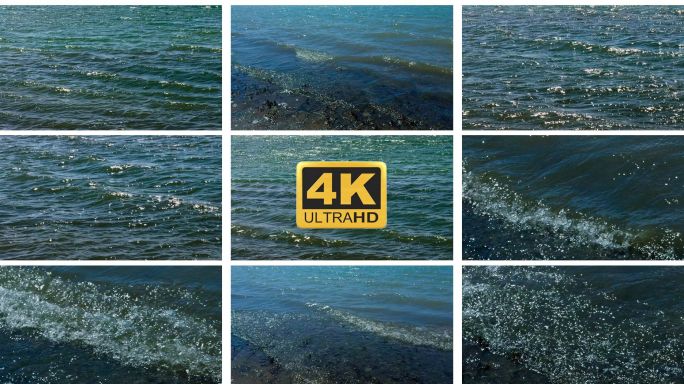 4K水面波光粼粼湖水波浪