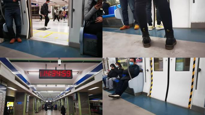北京地铁乘客上车下车进站驶出