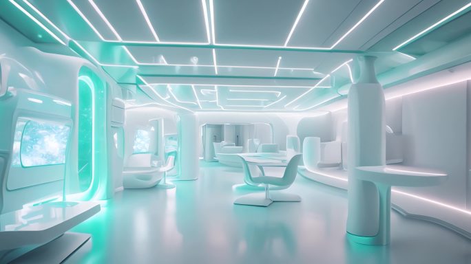 未来科幻房屋灯光实验室