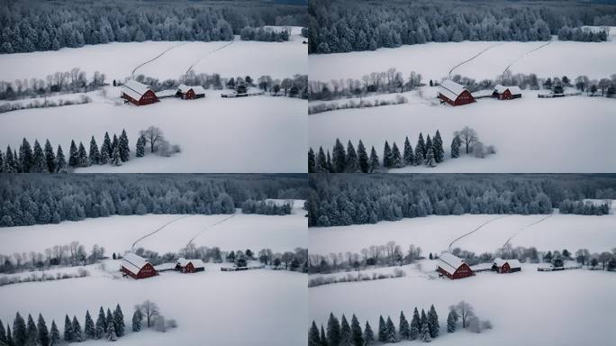 雪山雪景圣诞树农场