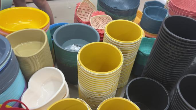 4K原创 塑料垃圾桶 塑料盆