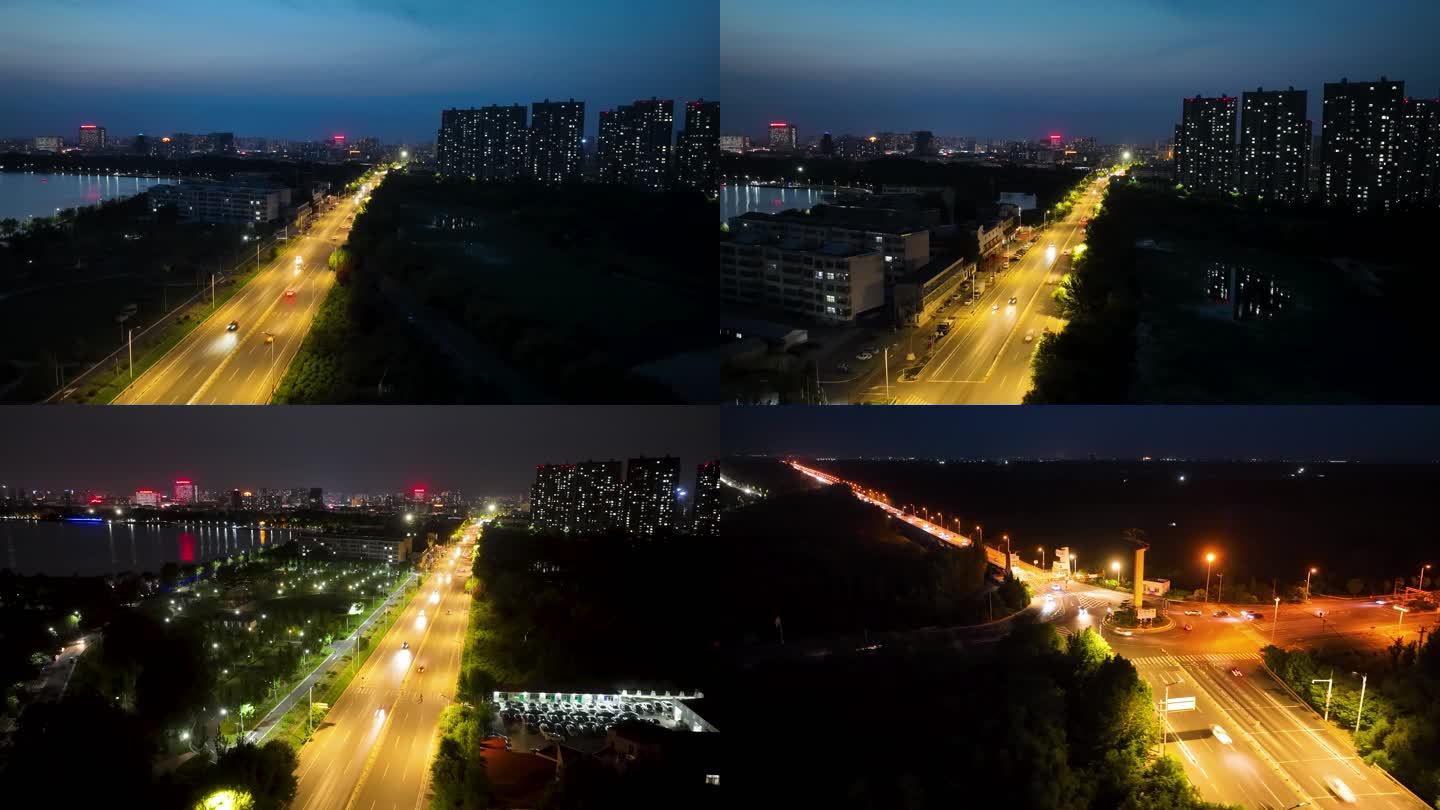 滨州夜景航拍延时