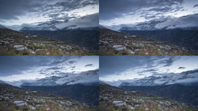 甲居藏寨雪山下的日出延时4K