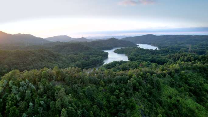 惠州红花湖风景区树林山河湖航拍