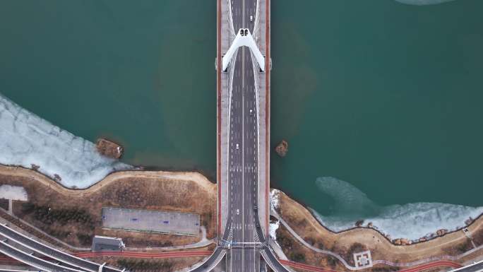 4K 太原汾河景观摄乐桥高架桥航拍视频