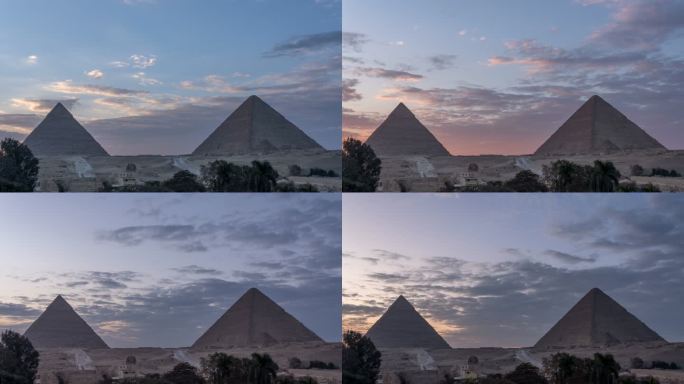 埃及开罗吉萨金字塔延时日落