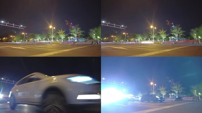城市夜晚马路车辆车流延时摄影