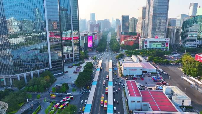 广州天河区天河路正佳广场航拍车流交通城市