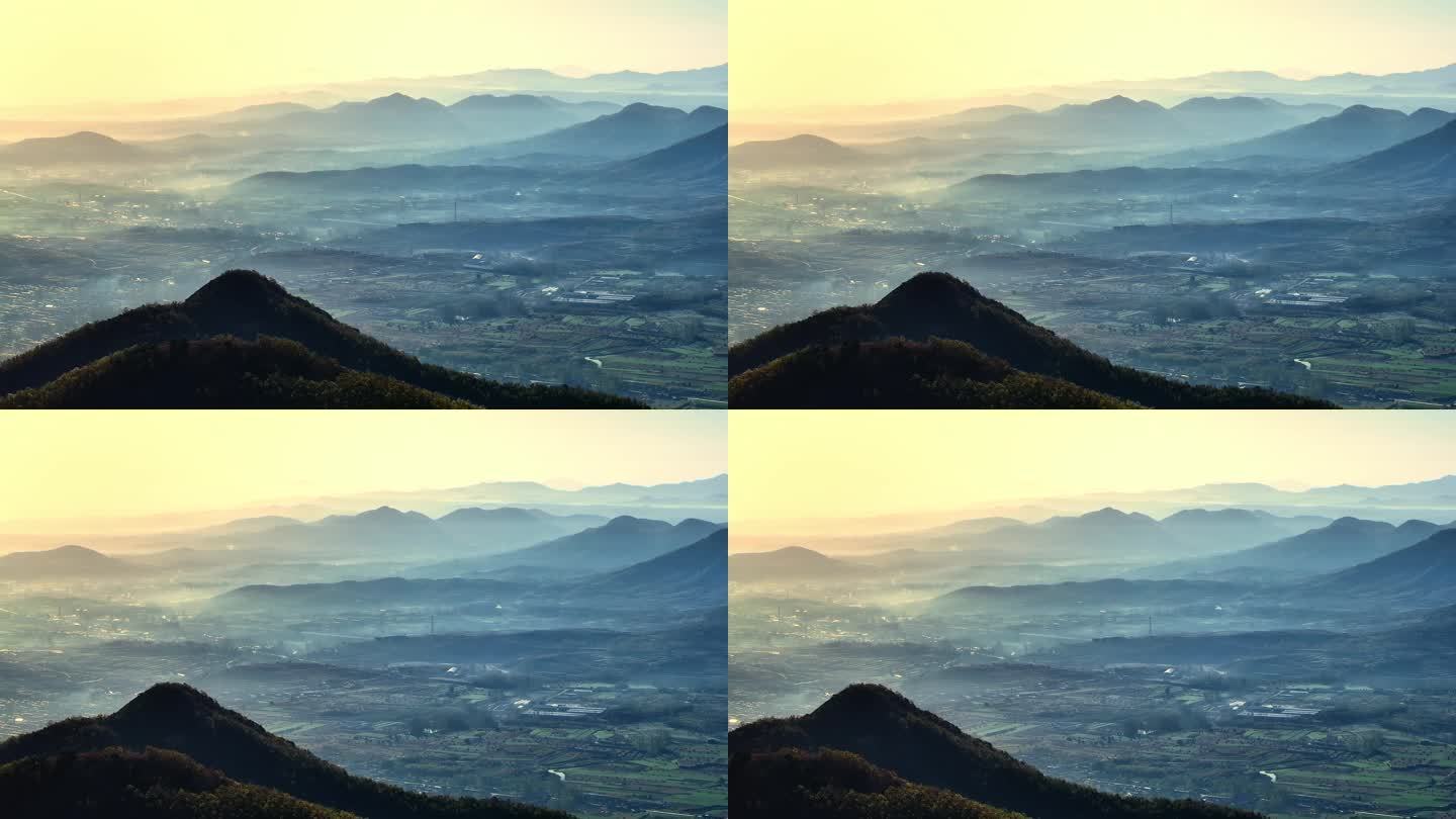 乡村山区田野晨曦航拍