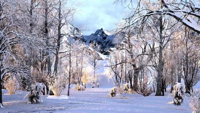 雪山穿越雪谷雪景