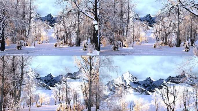 雪山穿越雪谷雪景