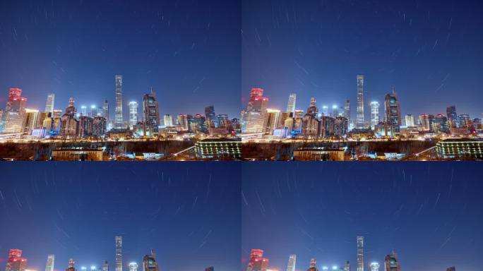 6K北京CBD中央商务区夜景星轨延时