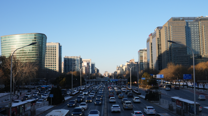 一线城市道路交通早晚高峰延时摄影